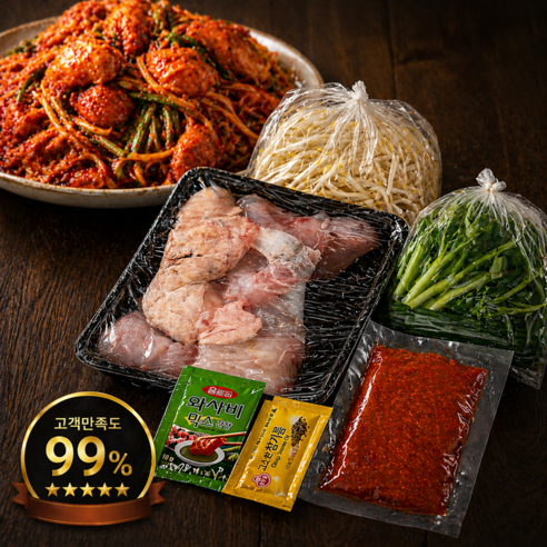 삼시세끼연구소 칼칼깔끔 국산 손질 아귀 순살 아구찜 밀키트 완벽구성, 1세트, 1.1kg