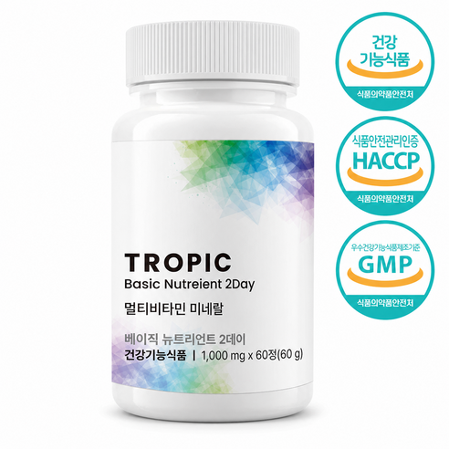 Tropic 베이직 뉴트리언트 2 데이 올인원 종합비타민, 1개, 60정