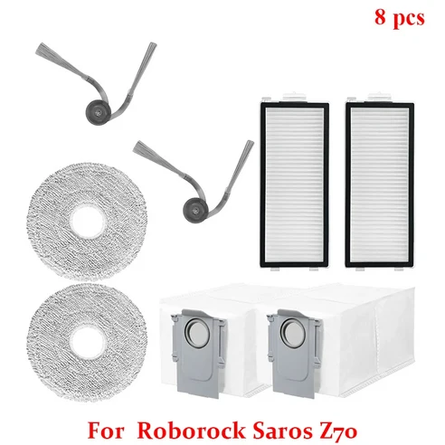 교체 (로보락 Saros Z70) 진공 청소기 부품 메인 사이드 브러시 Hepa  천 필터 먼지 봉투 액세서리 예비 부