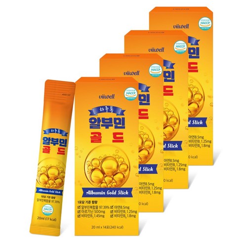 알부민 프리미엄 골드 스틱 식약청 인증 HACCP, 4개, 280ml