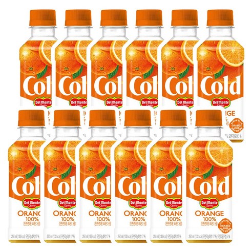 델몬트 콜드 100% 오렌지, 250ml, 12개