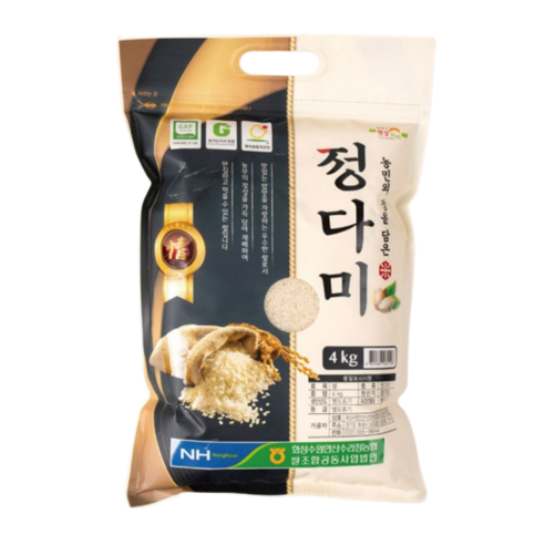 다온팜 경기 수원 정다미 저아밀로스미 아밀로스 최근도정 쌀, 상등급, 4kg, 1개