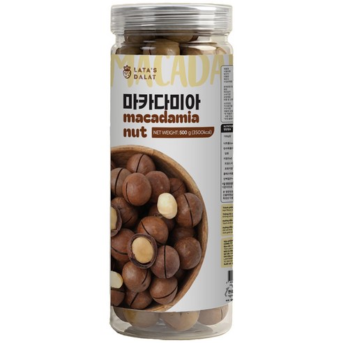 라타스달랏 특대사이즈 마카다미아 속이꽉찬 까먹는 대과 무첨가, 2개, 500g