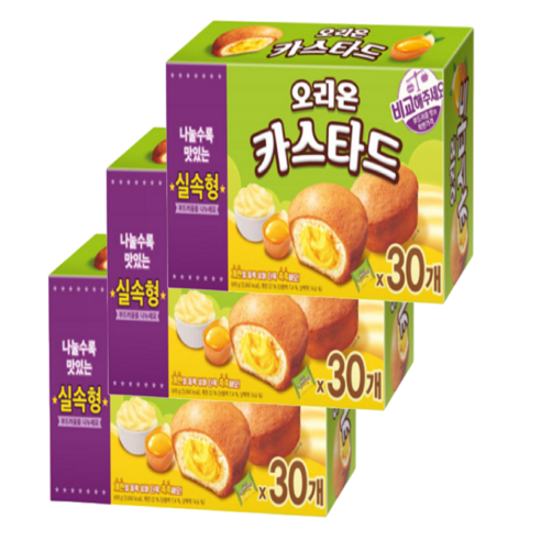 오리온 카스타드 30P 실속형 690g 3개입 어린이 간식