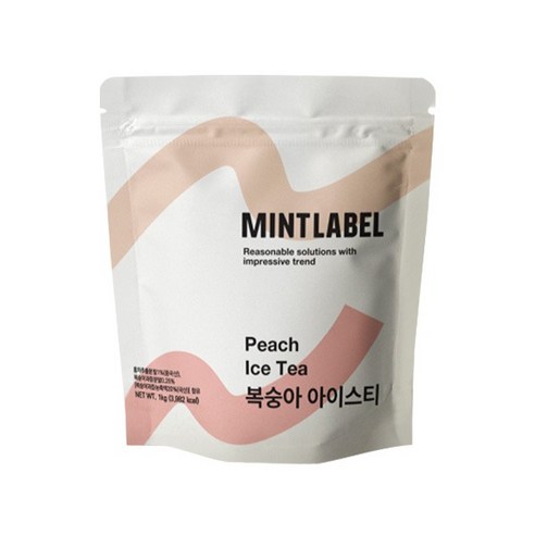 민트라벨 복숭아 아이스티 파우더 | 달콤 상큼한 피치 아이스티 원액 대용 | 대용량 음료 가루, 36개, 1kg