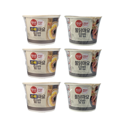 컵반 스팸마요덮밥3p +불닭마요덮밥3p, 18개, 216g