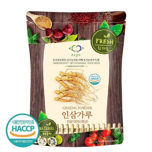 푸른들판 6년근 국산 인삼 분말 100프로 국내산 인삼가루 인삼차 HACCP 인증