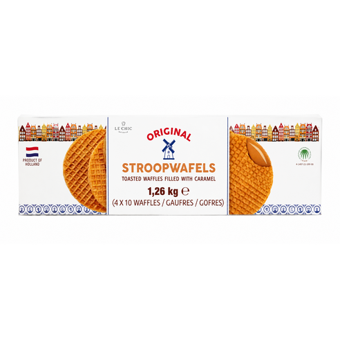 굿픽샵 코스트코 르칙 오리지널 스트룹와플 카라멜 와플 1.26kg 네덜란드 간식 대용량 선물용+고급 사탕 증정, 1박스, 1.26kg