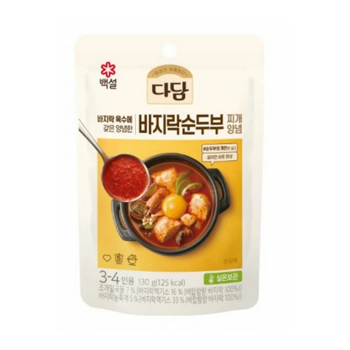 백설 다담 바지락 순두부 찌개 양념장 140g x 3개, 130g, 24개
