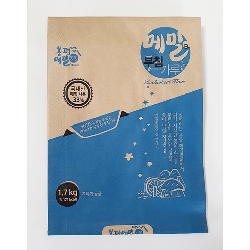 봉평 메밀 부침가루 / 국내산 메밀 33%, 2개, 1.7kg