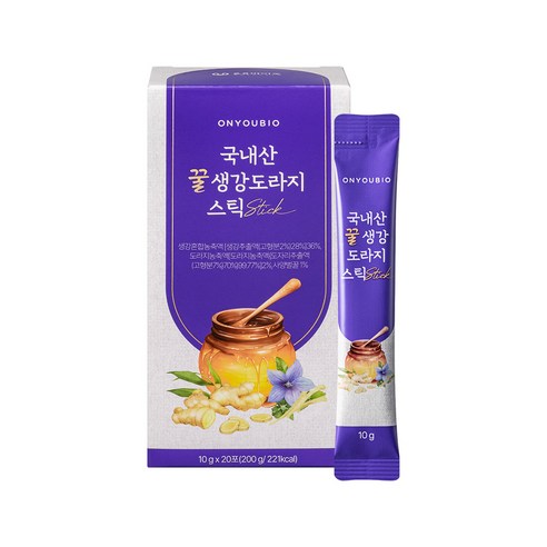 [온유바이오] 우리땅에서 자란 귀한 국내산 꿀생강 도라지 스틱 20포 1BOX, 1개, 20회분