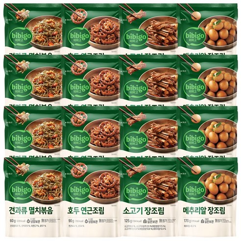 비비고 반찬(견과류멸치볶음4+호두연근조림4+소고기장조림4+메추리알장조림4), 1세트, 1.78kg