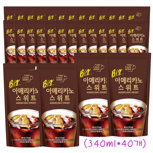 [카페모어] 빅 아메리카노 스위트 ( 340ml 40팩 ) 원두의 향과 스윗한 맛, 340ml, 40개