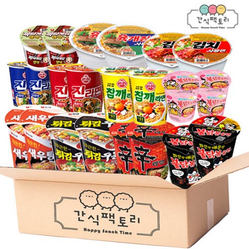 [간식팩토리]농심 오뚜기 삼양 팔도 소컵 11종 소컵 컵라면 종합세트 총 22개