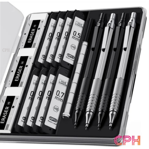 고정밀 금속 샤프연필 0.5mm 0.7mm 0.9mm 사무용 제도 스케치 성인 필기 자동연필