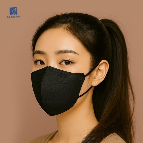 비앤브리즈 새부리형 KF94 마스크 국산 중형 숨쉬기 편한 마스크, 퓨어블랙 중형, 1개, 50매