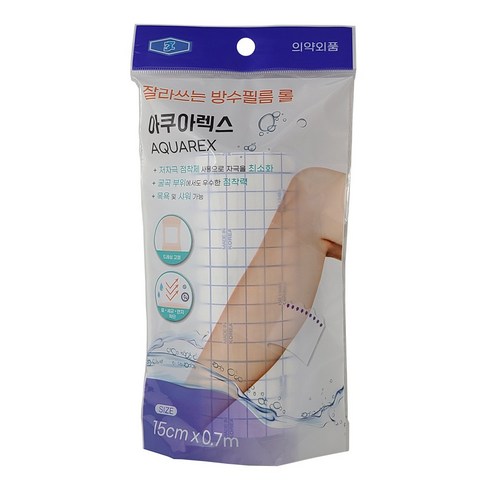 잘라쓰는 방수필름 롤 아쿠아렉스 4개 (15cm X 70cm) 드레싱 밴드, 4개