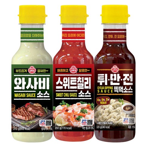 오뚜기 와사비소스 310g+스위트칠리소스 350g+튀만전찍먹소스 320g, 1개, 310g