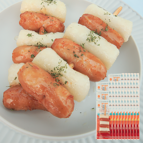 [밀리원] 소떡소떡 떡과비앤나 120g 쫀득쌀떡 육즙팡팡 닭가슴살소세지, 120g, 36개