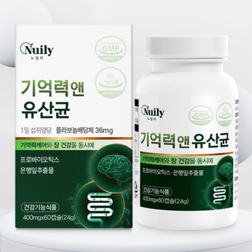 뉴일리 기억력 앤 유산균 은행잎 추출물 400mg 기억력 장 케어 프로바이오틱스 혈행 기억력 개선
