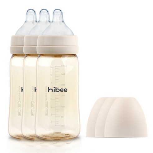 하이비 PPSU 배앓이방지 젖병 270ml 트리플팩, 베이직/M(3개월이상), 270ml, 샌드, 1세트