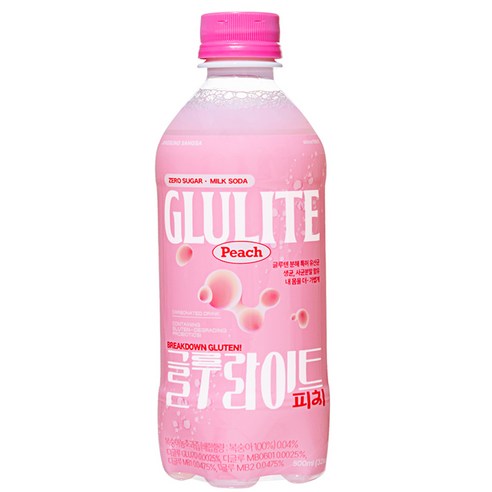 글루라이트 500ml 글루텐 분해 유산균 탄산음료 탄산음료 신상 복숭아맛 밀크탄산 구름소다 피치맛