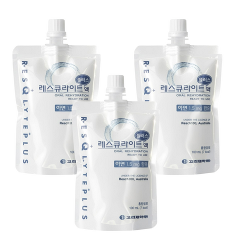 [건강기원] 레스큐라이트 플러스액 3포 수분 보충 전해질 미네랄 충전, 100ml, 3포