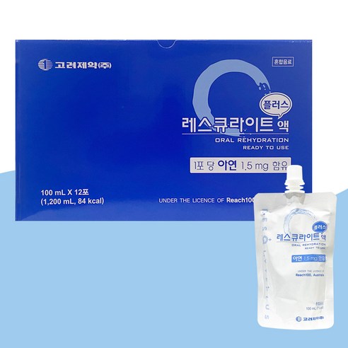 고려제약 레스큐라이트 플러스액 12포 마시는 수액