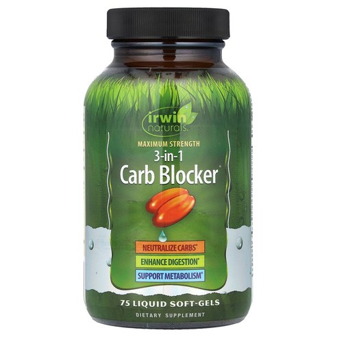 어윈네츄럴 Maximum Strength 3-In-1 Carb Blocker 액상 소프트젤 75정