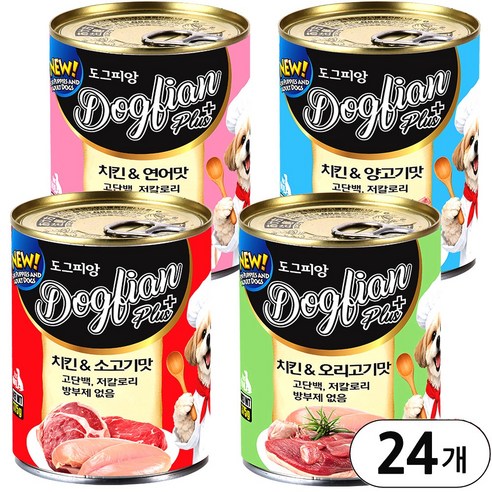 도그피앙 플러스 대용량 강아지캔, 24개, 375g, 콤보맛