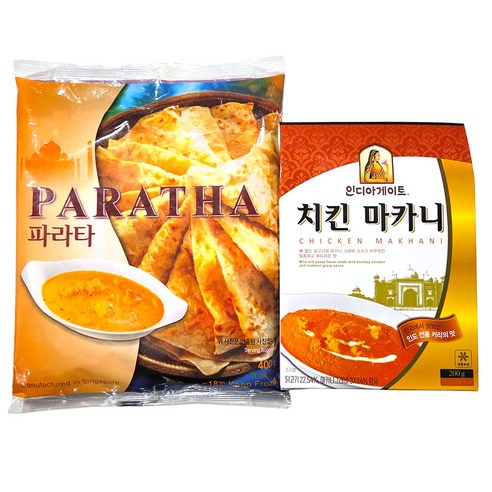 새마원 냉동 정통 인도빵 파라타 400g + 치킨마크니 인도 커리 200g, 1세트, 600g
