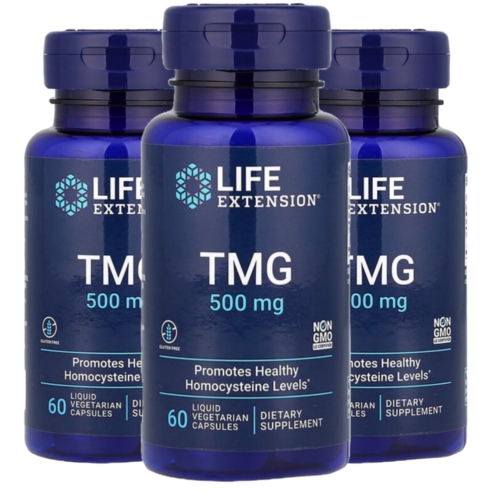 라이프익스텐션 TMG 트라이메틸글라이신 베타인 500 mg 60 베지 캡슐 3팩