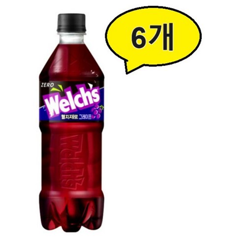 웰치스 웰치 제로 그레이프맛, 600ml, 6개