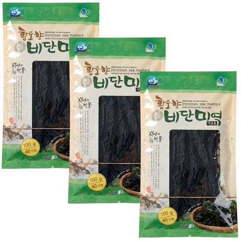 [차오름]황토향 비단미역 완도산 수산물이력제, 3개, 100g