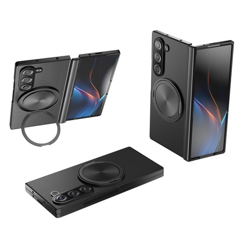 YINUO 갤럭시 Z 폴드3 4 5 6 7 힌지보호 소가죽 magsafe 360도 각도 조절이 거치대 케이스
