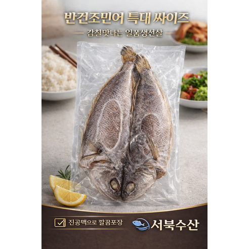 [반건조] 민어 특대 싸이즈 430g내외, 40cm내외 서북수산, 1개, 430g