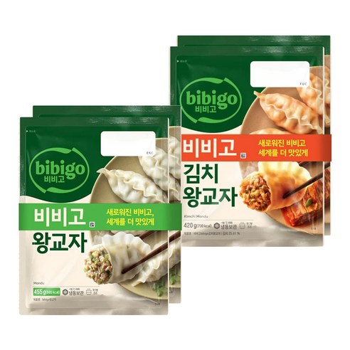 CJ 비비고 왕교자 455g X 2봉 + 김치왕교자 420g X 2봉, 1세트, 455g