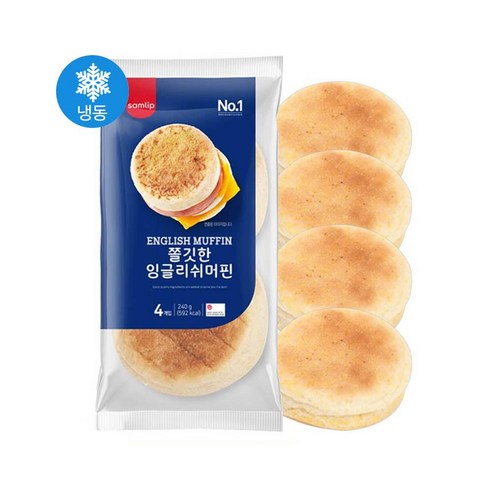 삼립 냉동 쫄깃한 잉글리쉬 머핀 240g (60gX4입) 머핀빵 버거번 브런치 식사빵