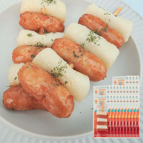 [밀리원] 소떡소떡 떡과비앤나 120g 쫀득쌀떡 육즙팡팡 닭가슴살소세지, 120g, 24개