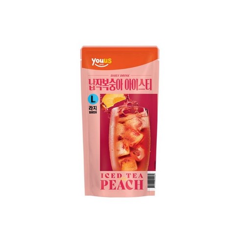 유어스 납작복숭아아이스티 파우치음료, 16개, 340ml