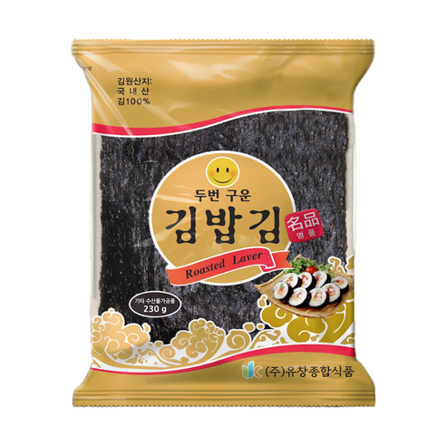 유창김 본사 두번구운 김밥김 (명품), 100매, 230g, 1봉, 230g, 1개