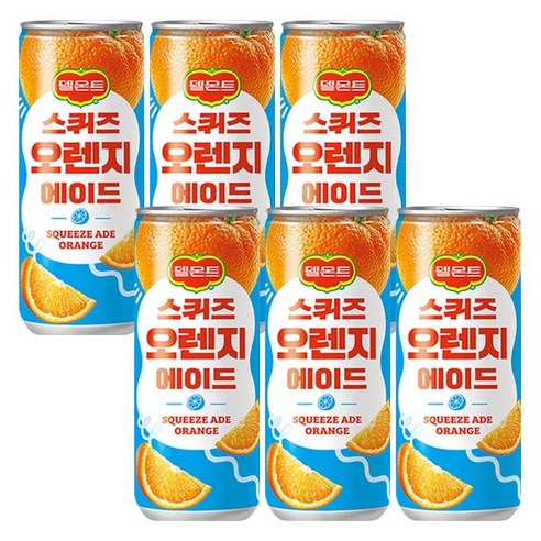 롯데칠성 델몬트 스퀴즈 오렌지 에이드, 240ml, 6개