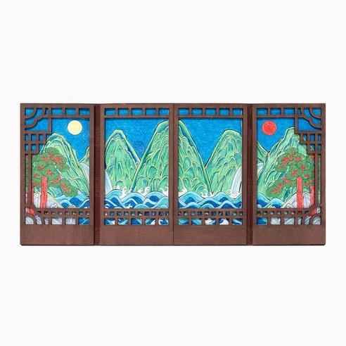 민화샵 고급 전통 병풍 만들기, 1개, 일월오봉도 S250029C
