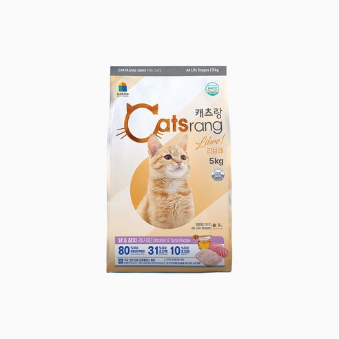 캐츠랑 전연령 리브레 고양이 사료, 닭+참치, 5kg, 1개