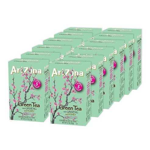 AriZON 온a 인삼과 꿀이 함유된 녹차 - 휴대용 파우더 드링크 믹스, 2.0g(0.07온스) 120개 10개입 박스 (12팩) 143333, 2.1g, 단일상품