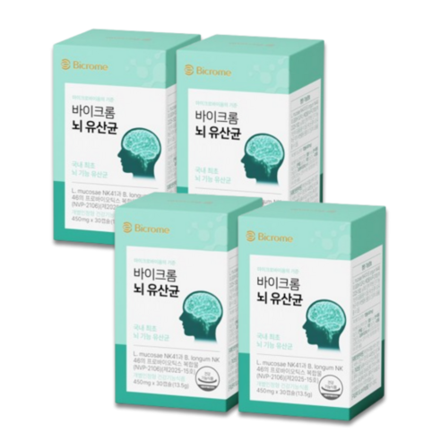 바이크롬 뇌 유산균 뇌와 장 듀얼 케어 NVP-2106 국내 최초 뇌 기능 유산균, 2세트, 60회분