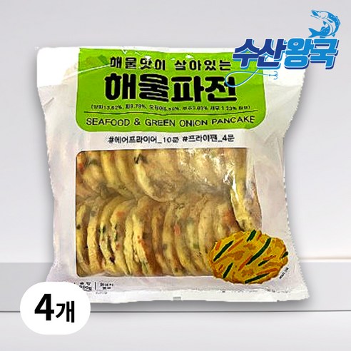 수산왕국 냉동 해물파전 오징어 새우 부침개, 4개, 900g