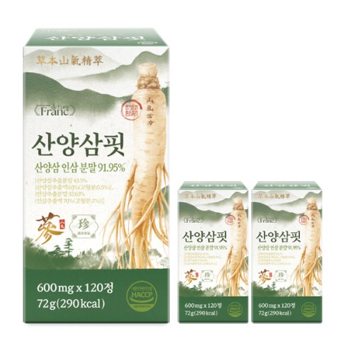 [정품] 산양삼 핏 산양삼 인삼 분말 91.95%, 3개, 120정