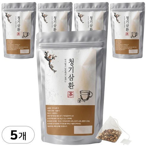 청기삼환차 티백 목에 좋은 도라지 호박 결명자차 기관지 기침 가래 관리 건강차, 5개, 30개입, 1.2g