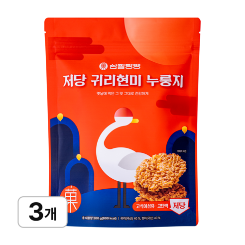 삼팔당땡 저당 귀리현미 누룽지, 3개, 200g